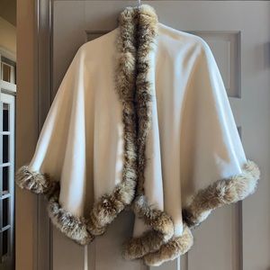 Fox Fur-Trim Wrap